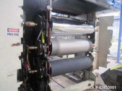 Used 66" Wide Gloucester Sheet Line consisting of the following:  3.5" Gloucester extruder, 32:1 l/d, electrically heated, water cooled, 150 hp DC motor with SCR controller, vented and plugged barrel...