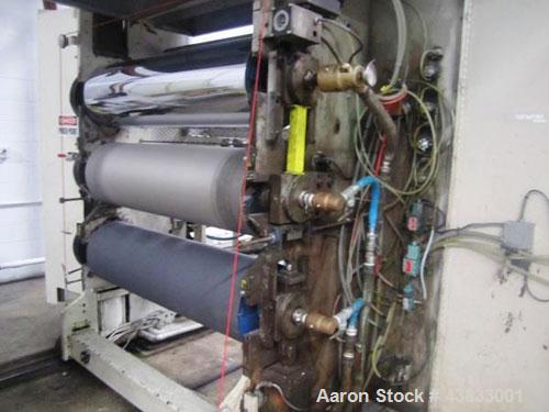 Used 66" Wide Gloucester Sheet Line consisting of the following:  3.5" Gloucester extruder, 32:1 l/d, electrically heated, water cooled, 150 hp DC motor with SCR controller, vented and plugged barrel...