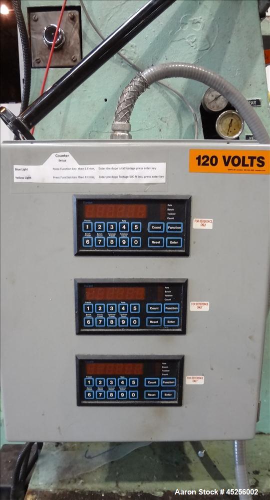 Used Goulding 3 Roll Sheet Stack. (3) 16" Diameter x 80" wide chrome plated cored rolls, (3) additional cored cooling rolls, approximate 48" long cooling section, (2) 8" diameter x 80" wide rubber pu...