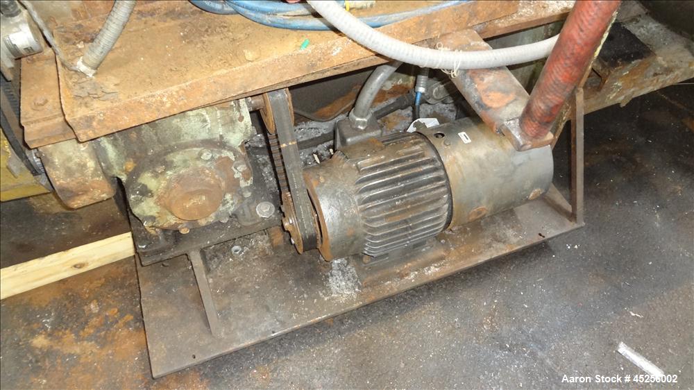 Used Goulding 3 Roll Sheet Stack. (3) 16" Diameter x 80" wide chrome plated cored rolls, (3) additional cored cooling rolls, approximate 48" long cooling section, (2) 8" diameter x 80" wide rubber pu...