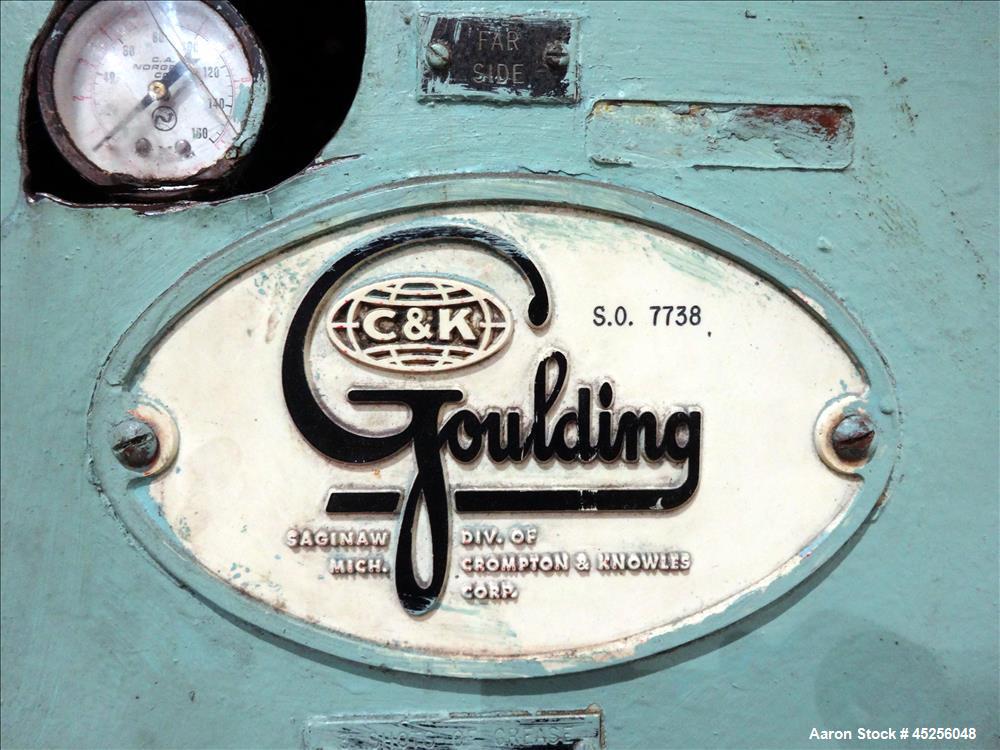 Used Goulding 3 roll sheet stack, (3) 16" diameter x 52" wide chrome plated cored rolls, (3) additional cored cooling rolls, approximate 48" long cooling section, (2) 8" diameter x 52" long rubber pu...
