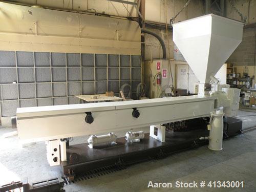 Used HPM Sheet Line consisting of: (1) HPM 4-1/2" single screw extruder, model 4.5TMIII, serial #82-210. Approximately 38 to 1 L/D ratio. Electrically heated, water cooled 6 zone dual side vented bar...