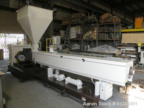 Used HPM Sheet Line consisting of: (1) HPM 4-1/2" single screw extruder, model 4.5TMIII, serial #82-210. Approximately 38 to 1 L/D ratio. Electrically heated, water cooled 6 zone dual side vented bar...