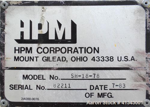 Used HPM Sheet Line consisting of: (1) HPM 4-1/2" single screw extruder, model 4.5TMIII, serial #82-210. Approximately 38 to 1 L/D ratio. Electrically heated, water cooled 6 zone dual side vented bar...