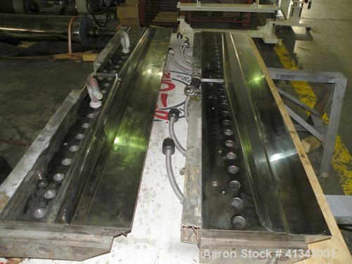 Used HPM Sheet Line consisting of: (1) HPM 4-1/2" single screw extruder, model 4.5TMIII, serial #82-210. Approximately 38 to 1 L/D ratio. Electrically heated, water cooled 6 zone dual side vented bar...
