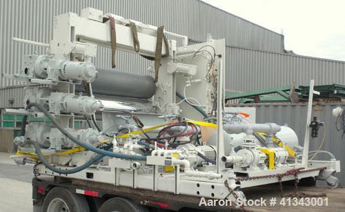 Used HPM Sheet Line consisting of: (1) HPM 4-1/2" single screw extruder, model 4.5TMIII, serial #82-210. Approximately 38 to 1 L/D ratio. Electrically heated, water cooled 6 zone dual side vented bar...