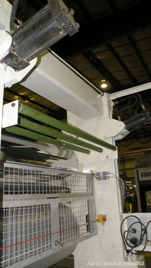 Used HPM Sheet Take Off System Consisting Of: (1) HPM Sheetmaster III 3 Roll Sheet Stack, Rated speed range 20 feet per minute maximum, 71" track centerline. (3) 23.587" diameter x 54" wide cored rol...