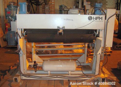 Used HPM Sheet Take Off System Consisting Of: (1) HPM Sheetmaster III 3 Roll Sheet Stack, Rated speed range 20 feet per minute maximum, 71" track centerline. (3) 23.587" diameter x 54" wide cored rol...