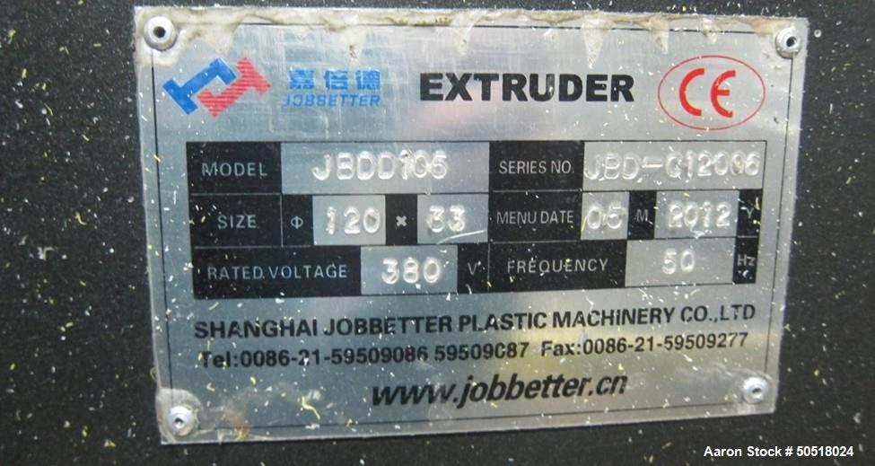 Used Shanghai Jobbetter 4.5" Single Screw Extruder, Model JBDD105.