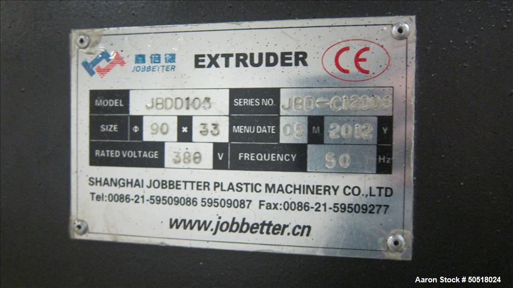Used- Shanghai Jobbetter 4.5" Single Screw Extruder, Model JBDD105.