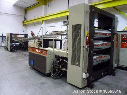 Used 49.2" (1250 mm) Kaufman Coextrusion Sheet Line. (1) 3.54" (90 mm) Kaufmann model 90-33d extruder, vented, vacuum pump, 150 hp DC motor, bolt throttle device; 3.54" (90 mm) lantern slide screen p...