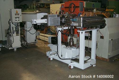 Used Kaufmann Sheet Film Extrusion Line, capacity 1543 lbs/hour (700 kg/hour). 4.5" (115 mm) extruder, 33 L/D with venting port, 267 hp/200 kW DC motor with filter blower and control cabinet, steel f...