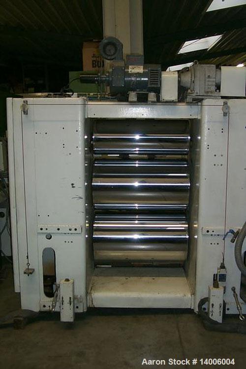 Unused-Kaufmann Sheet Film Downstream Equipment. Hydraulic screen changer with power station, melt pump with DC drive and torque shaft, 31.5" (800 mm) T-die with flex lip and deckling device. 3 roll ...