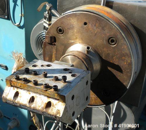  Killion 2-1/2'' single screw extruder, model KN250, approximately 10 to 1 L/D ratio. Electrically heated, air cooled 3 zone non-vented barrel. Water cooled feed throat with a roll type feeder. Appro...