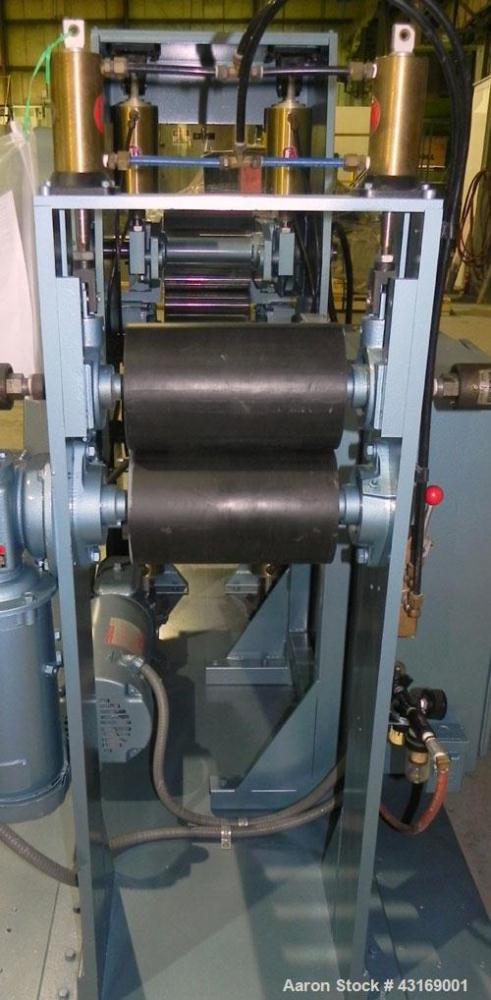 Used- Killion 3 Roll Sheet Stack. (3) 10" Diameter x 10" wide chrome plated cored rolls, pneumatically adjustable. Driven by...