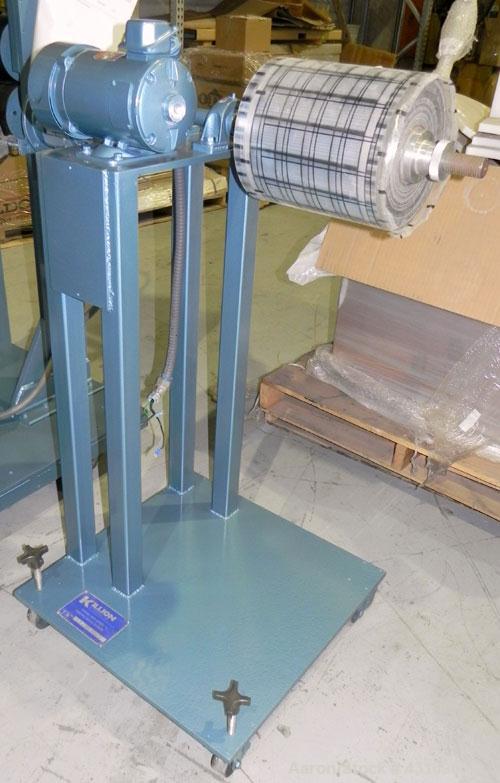 Used Killion 3 Roll Sheet Stack. (3) 10" Diameter x 10" wide chrome plated cored rolls, pneumatically adjustable. Driven by a 2 hp, 180 volt, 1750/2050 rpm DC gear motor, ratio 60 to 1.  (1) Pull rol...