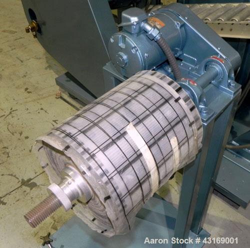 Used Killion 3 Roll Sheet Stack. (3) 10" Diameter x 10" wide chrome plated cored rolls, pneumatically adjustable. Driven by a 2 hp, 180 volt, 1750/2050 rpm DC gear motor, ratio 60 to 1.  (1) Pull rol...