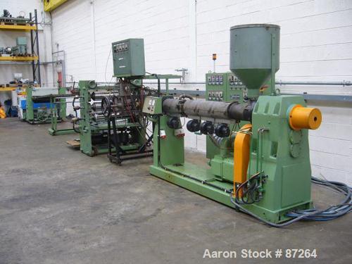 Used Kuhne 31.2" (800mm) Sheet Line. Approximate Capacity 550-660 lbs/250-300 kgs of PS per hour. Line consisting of: (1) Kuhne 2.8’’ diameter single screw extruder, type K70E-33D, approximate 30:1 L...