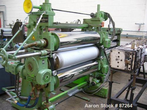 Used Kuhne 31.2" (800mm) Sheet Line. Approximate Capacity 550-660 lbs/250-300 kgs of PS per hour. Line consisting of: (1) Kuhne 2.8’’ diameter single screw extruder, type K70E-33D, approximate 30:1 L...