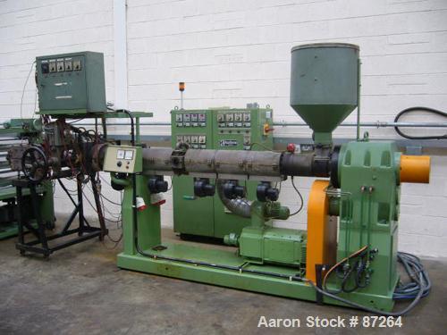 Used Kuhne 31.2" (800mm) Sheet Line. Approximate Capacity 550-660 lbs/250-300 kgs of PS per hour. Line consisting of: (1) Kuhne 2.8’’ diameter single screw extruder, type K70E-33D, approximate 30:1 L...