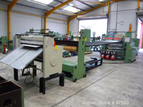 USED: Kuhne 46.8" (1200mm) sheet line with a capacity of 550-600 lbs/250-300 kgs of PS per hour consisting of: (1) feeding/blending system; (1) Kuhne single screw extruder, type K-70-30D, 30:1 L/D, 2...