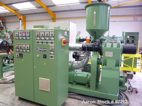 USED: Kuhne 46.8" (1200mm) sheet line with a capacity of 550-600 lbs/250-300 kgs of PS per hour consisting of: (1) feeding/blending system; (1) Kuhne single screw extruder, type K-70-30D, 30:1 L/D, 2...