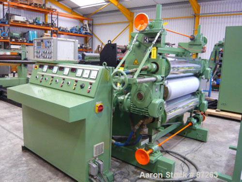 USED: Kuhne 46.8" (1200mm) sheet line with a capacity of 550-600 lbs/250-300 kgs of PS per hour consisting of: (1) feeding/blending system; (1) Kuhne single screw extruder, type K-70-30D, 30:1 L/D, 2...