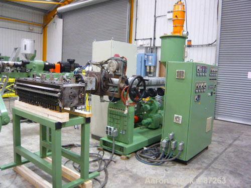 USED: Kuhne 46.8" (1200mm) sheet line with a capacity of 550-600 lbs/250-300 kgs of PS per hour consisting of: (1) feeding/blending system; (1) Kuhne single screw extruder, type K-70-30D, 30:1 L/D, 2...