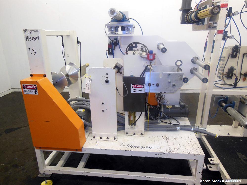Used Leistritz Three Roll Sheet Stack. (3) Chrome plated cored rolls, 6" diameter 14" wide face. Each roll pneumatically adjustable, and driven by a 3/4 HP, 180 Volt, 1750 RPM DC gear motor, ratio 60...