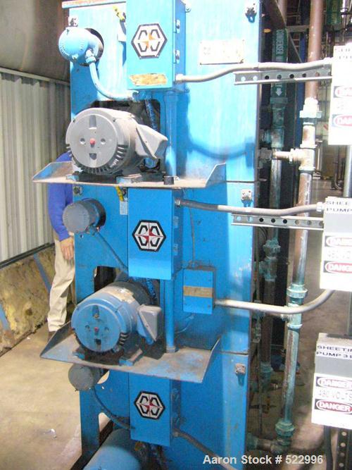 USED: Marshall & Williams sheet downstream. (3) 73" face chrome rolls mounted in a vertical arrangement for downstack operation at an approximate 84" centerline height. Top roll 18" diameter, middle ...