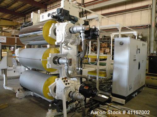 Used HPM Sheet Take Off System consisting of: (1) HPM Sheetmaster III 3 roll sheet stack, rated speed range 20 feet per minute maximum, 71" track centerline. (3) 23.587" diameter x 54" wide cored rol...