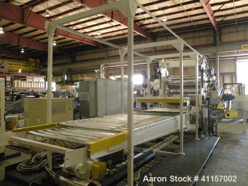 Used HPM Sheet Take Off System consisting of: (1) HPM Sheetmaster III 3 roll sheet stack, rated speed range 20 feet per minute maximum, 71" track centerline. (3) 23.587" diameter x 54" wide cored rol...
