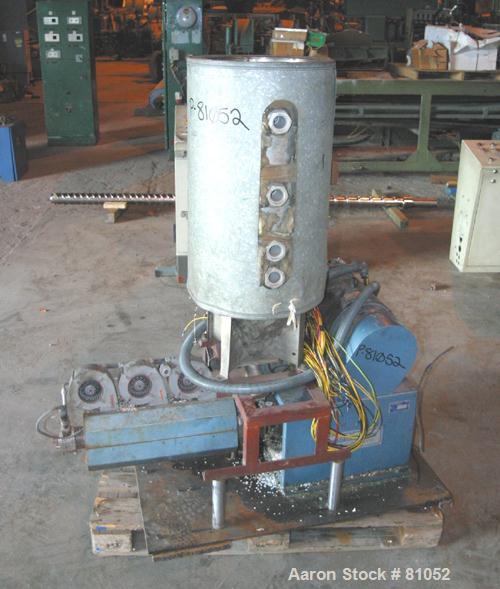 USED:NRM 43" sheet line consisting of (1) NRM/Bridge 4-1/2" single screw extruder, 30:1 L/D ratio. 6 zone, non-vented barrel. Electric- ally heated, water cooled (no system). Water cooled feed throat...