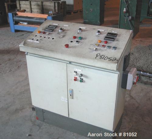 USED:NRM 43" sheet line consisting of (1) NRM/Bridge 4-1/2" single screw extruder, 30:1 L/D ratio. 6 zone, non-vented barrel. Electric- ally heated, water cooled (no system). Water cooled feed throat...