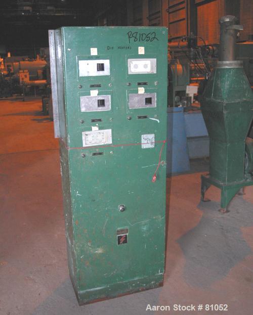 USED:NRM 43" sheet line consisting of (1) NRM/Bridge 4-1/2" single screw extruder, 30:1 L/D ratio. 6 zone, non-vented barrel. Electric- ally heated, water cooled (no system). Water cooled feed throat...