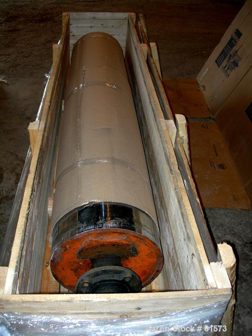 USED: NRM 78" wide 3 roll sheet stack. (1) 16" diameter pattern cored roll, (2) 16" diameter chrome cored rolls, manually adjustable. Driven by a 5 hp, 180 volt DC motor with reducers. Frame mounted ...