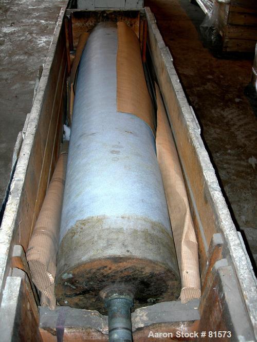 USED: NRM 78" wide 3 roll sheet stack. (1) 16" diameter pattern cored roll, (2) 16" diameter chrome cored rolls, manually adjustable. Driven by a 5 hp, 180 volt DC motor with reducers. Frame mounted ...