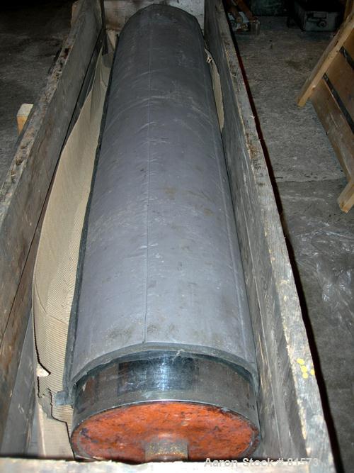 USED: NRM 78" wide 3 roll sheet stack. (1) 16" diameter pattern cored roll, (2) 16" diameter chrome cored rolls, manually adjustable. Driven by a 5 hp, 180 volt DC motor with reducers. Frame mounted ...