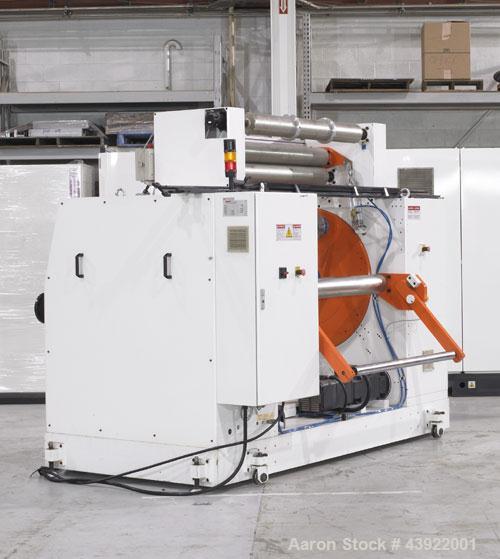 Used OMV Sheet Extrusion Line Consisting Of: (1) OMV 80mm (3.14”) single screw extruder, model D80AR+GP+CAL/TRA, approximate 32 to 1 L/D ratio. Electrically heated, water cooled 6 zone non-vented bar...