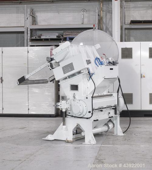 Used OMV Sheet Extrusion Line Consisting Of: (1) OMV 80mm (3.14”) single screw extruder, model D80AR+GP+CAL/TRA, approximate 32 to 1 L/D ratio. Electrically heated, water cooled 6 zone non-vented bar...