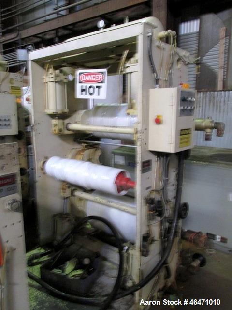 Used OMV Vertical 31.5" Three Roll Sheet Stack.