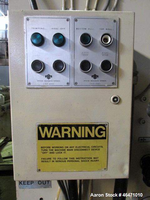 Used OMV Vertical 31.5" Three Roll Sheet Stack.