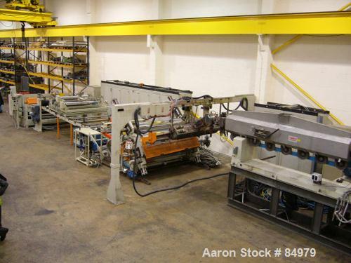 Used 2000 mm Omipa Coex Sheet Line. 120 mm extruder, gear pump, coextruder, coex block, fastgap die, 2000 mm (78.74") Omipa 3 roll inclined stack, conveyor, haul off. 120 mm (4.72") Omipa model OM120...