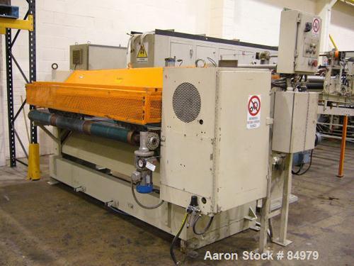 Used 2000 mm Omipa Coex Sheet Line. 120 mm extruder, gear pump, coextruder, coex block, fastgap die, 2000 mm (78.74") Omipa 3 roll inclined stack, conveyor, haul off. 120 mm (4.72") Omipa model OM120...