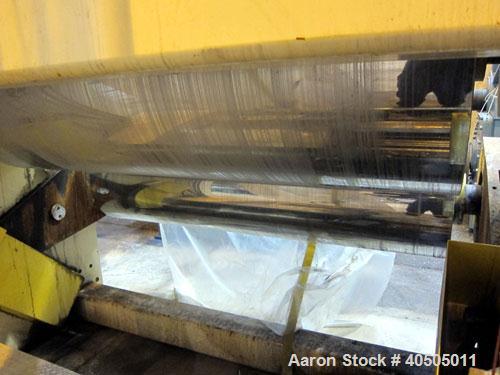 Used PTI Model J842440 Chrome Roll Sheet Take-Off. J-Stack design. 84” Wide, (3) chrome rolls, lower roll 24” diameter, center and top roll are 40” diameter. Each roll driven by a 3hp, 3/60/230/460 v...