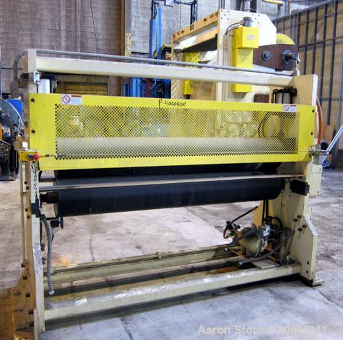 Used PTI Model J842440 Chrome Roll Sheet Take-Off. J-Stack design. 84” Wide, (3) chrome rolls, lower roll 24” diameter, center and top roll are 40” diameter. Each roll driven by a 3hp, 3/60/230/460 v...