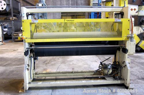 Used PTI Model J842440 Chrome Roll Sheet Take-Off. J-Stack design. 84” Wide, (3) chrome rolls, lower roll 24” diameter, center and top roll are 40” diameter. Each roll driven by a 3hp, 3/60/230/460 v...