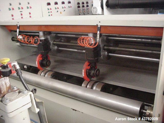 Used Periplast Sheet Extrusion Line. handling film width of  49.2” (1250 mm), 3 layers. Including (1) Single screw extruder 3.54” (90 mm) diameter. (1) Single screw co-extruder 2.36“ (60 mm).  (1) Li...