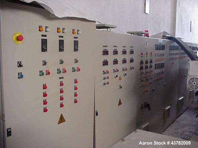 Used Periplast Sheet Extrusion Line. handling film width of  49.2” (1250 mm), 3 layers. Including (1) Single screw extruder 3.54” (90 mm) diameter. (1) Single screw co-extruder 2.36“ (60 mm).  (1) Li...