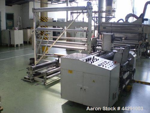 Used Soten Polyolefin Sheet Line comprised of:  (1) Perforating machine, 59 hp/44 kW, material thickness 0.5 - 1.2" (12-30 mm), maximum film width 65" (1650 mm), maximum core diameter 23.6" (600 mm),...